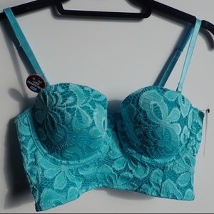 Rene Rofe 36C NWT Blue Corset Bra Strapless Top